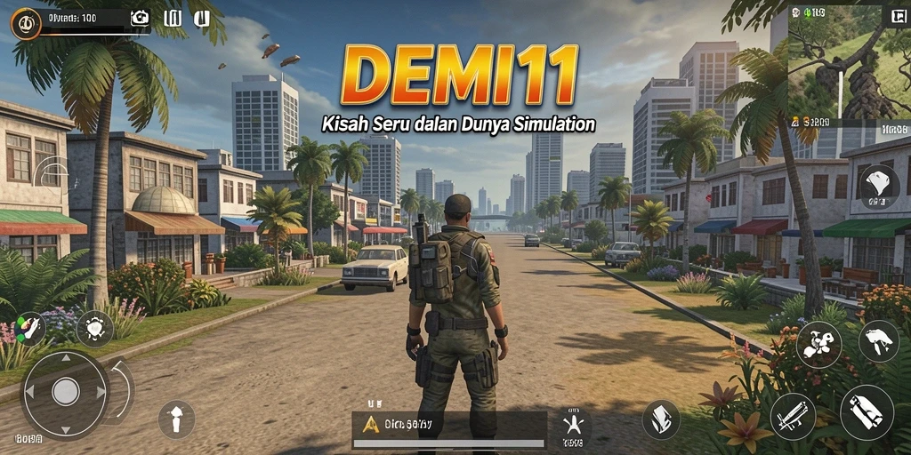 Tampilan gameplay <strong>DEMI11</strong> yang menunjukkan interaksi karakter dan lingkungan.