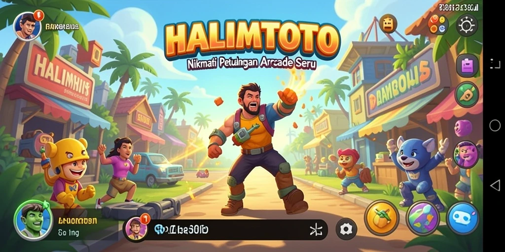 Screenshot utama HALIMTOTO menampilkan aksi gameplay arcade yang seru.