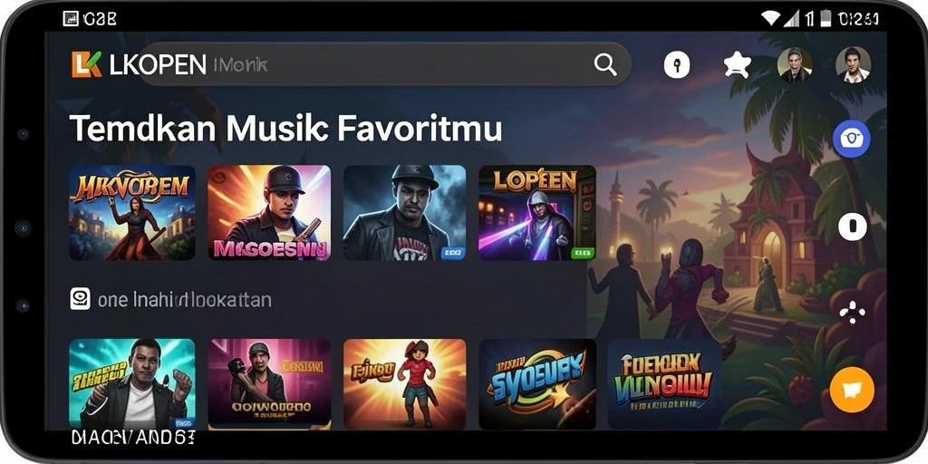 Tampilan gameplay LKOPEN dengan berbagai fitur musik interaktif.