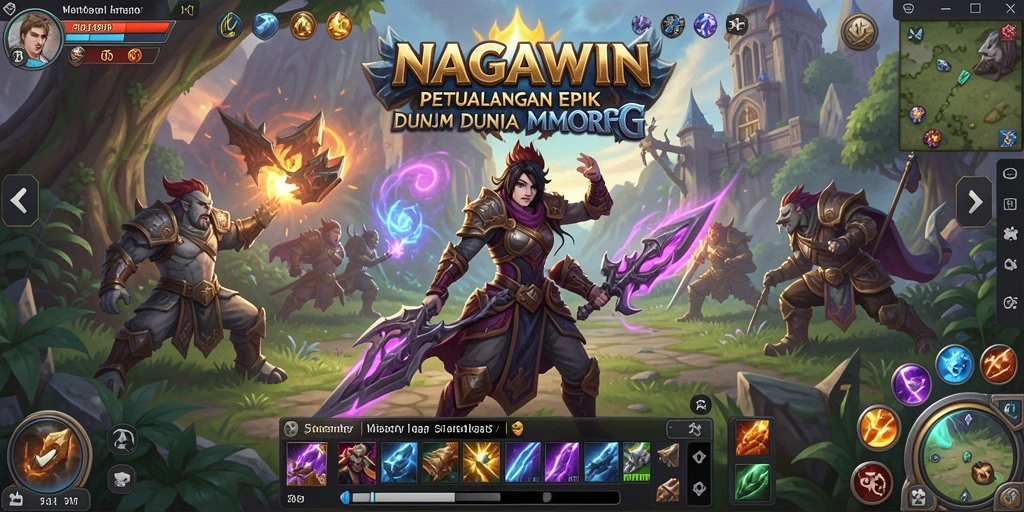 Tampilan gameplay NAGAWIN menampilkan aksi seru dan dunia yang luas.