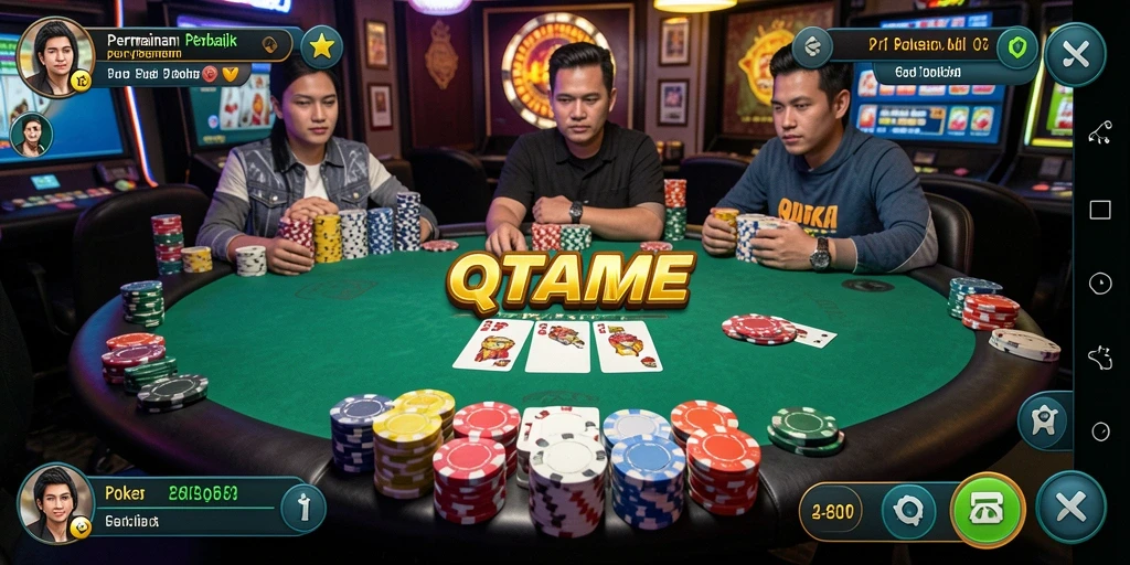 Tampilan screenshot permainan Poker di QTGAME yang menarik.