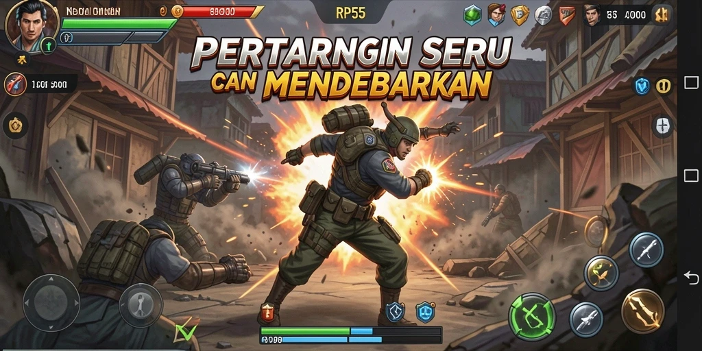 Screenshot gameplay RP55 yang menampilkan aksi pertarungan mendebarkan.