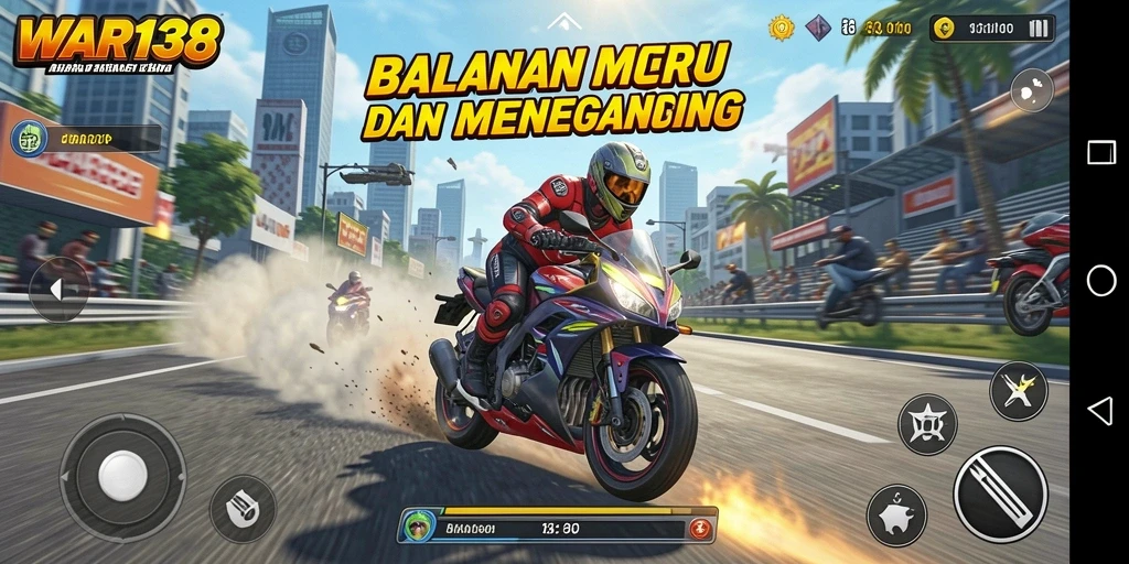 Gameplay seru balapan motor di WAR138 dengan trek yang menantang.